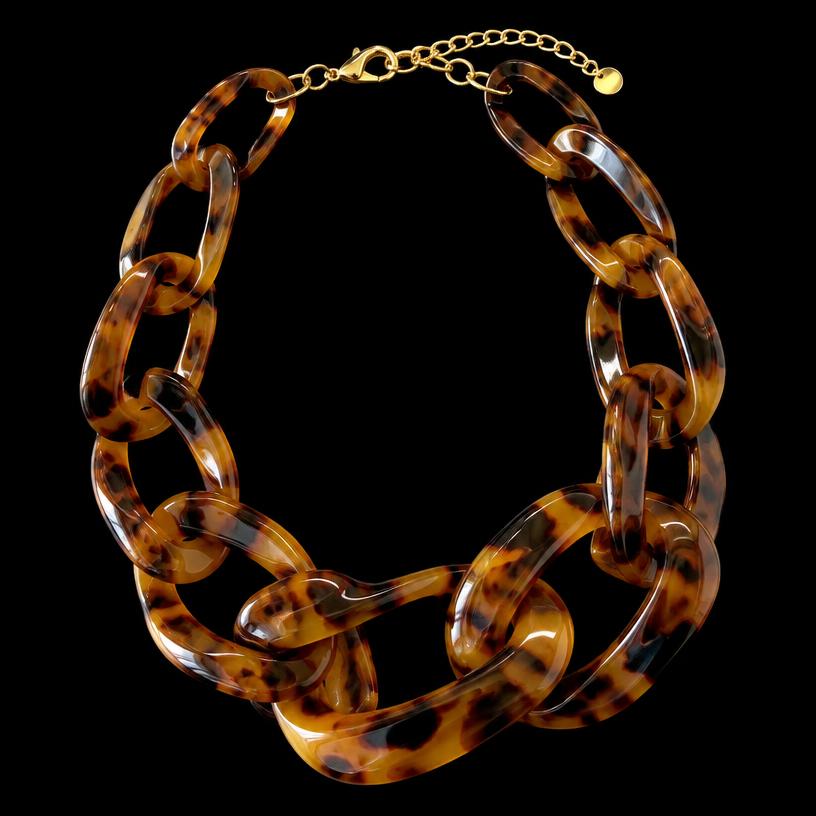 Chunky tortoiseshell link necklace